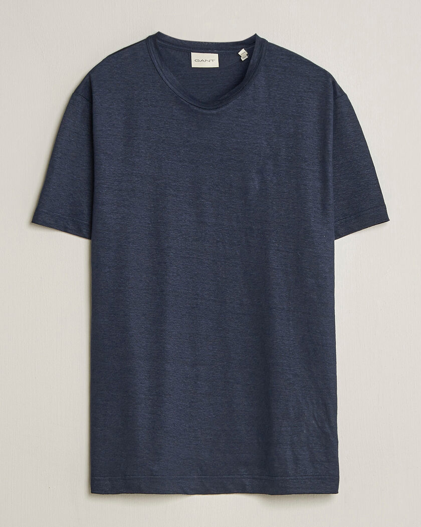 GANT Linen T-Shirt Evening Blue – Blauw