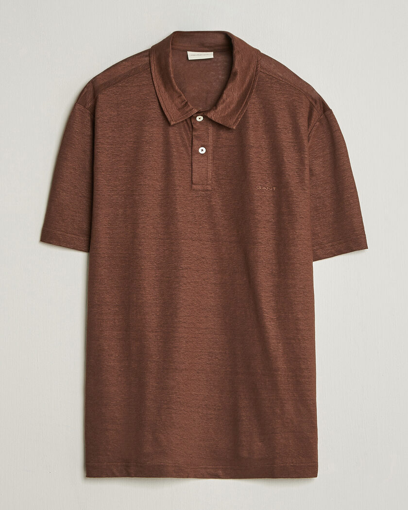 GANT Linen Polo Mahogany Brown – Bruin