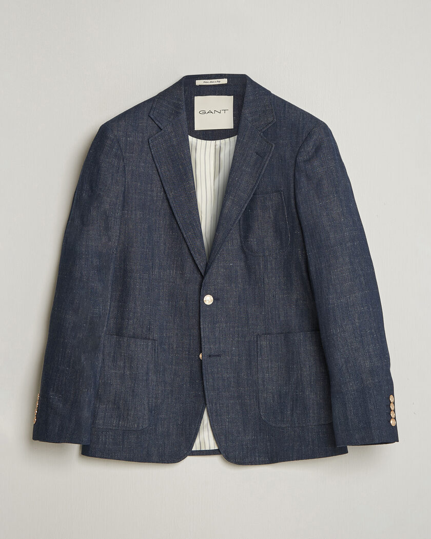 GANT Cotton Indigo Club Blazer Dark Blue Raw – Blauw