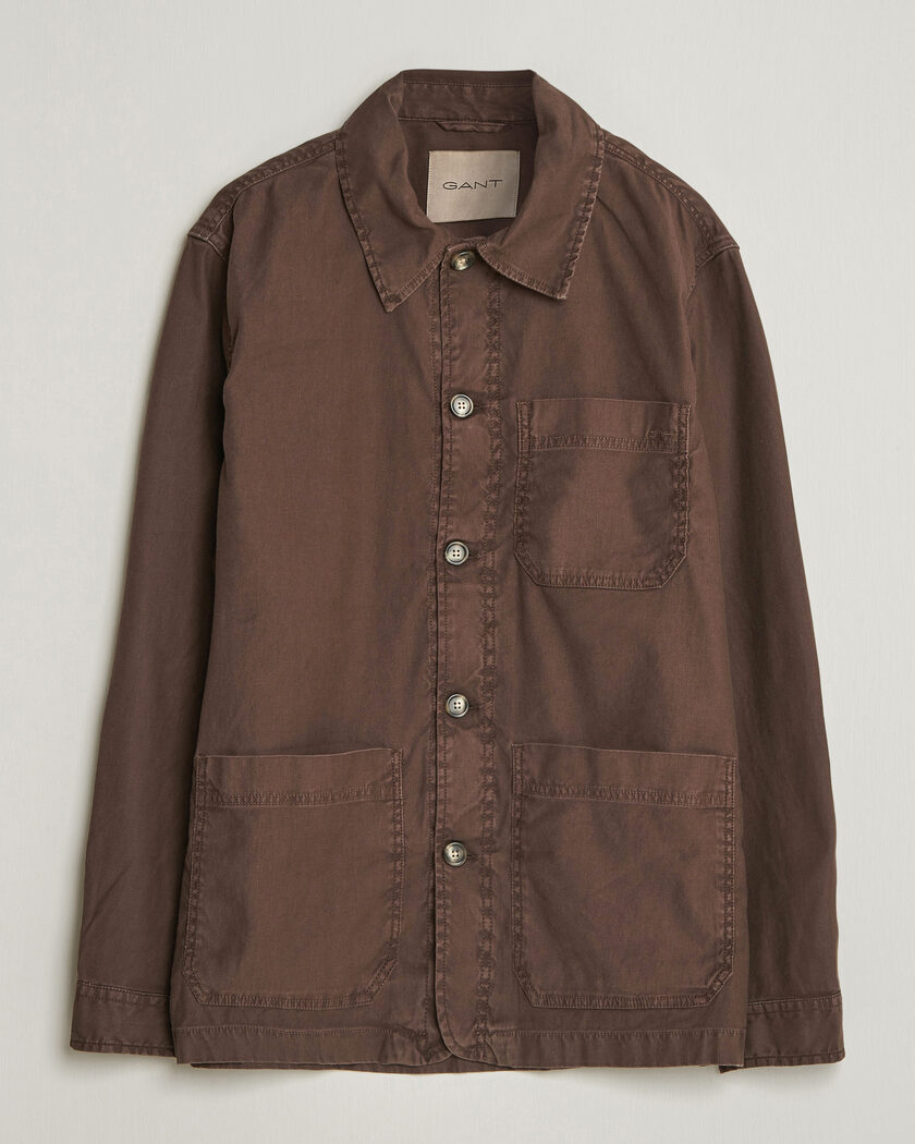 Gant Regular Fit Cotton/Linen Overshirt Rich Brown – Bruin