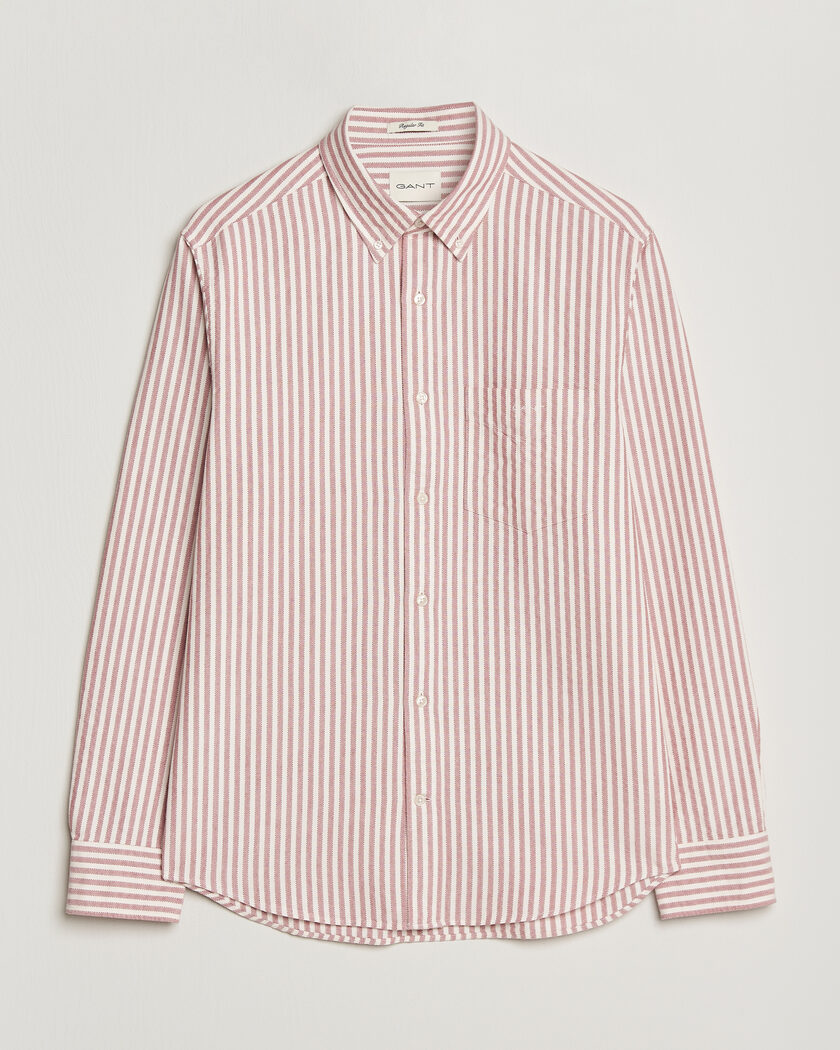 Gant Regular Fit Textured Striped Shirt Rose Red – Rouge