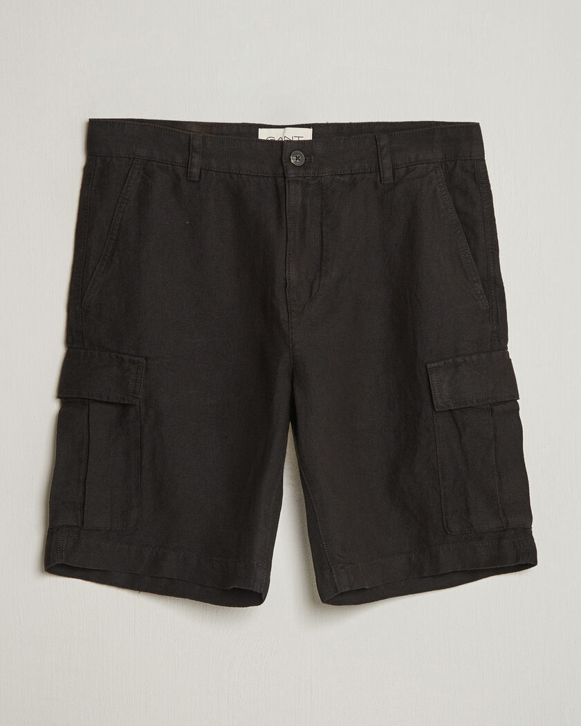 Gant Regular Fit Linen Cargo Shorts Ebony Black – Noir