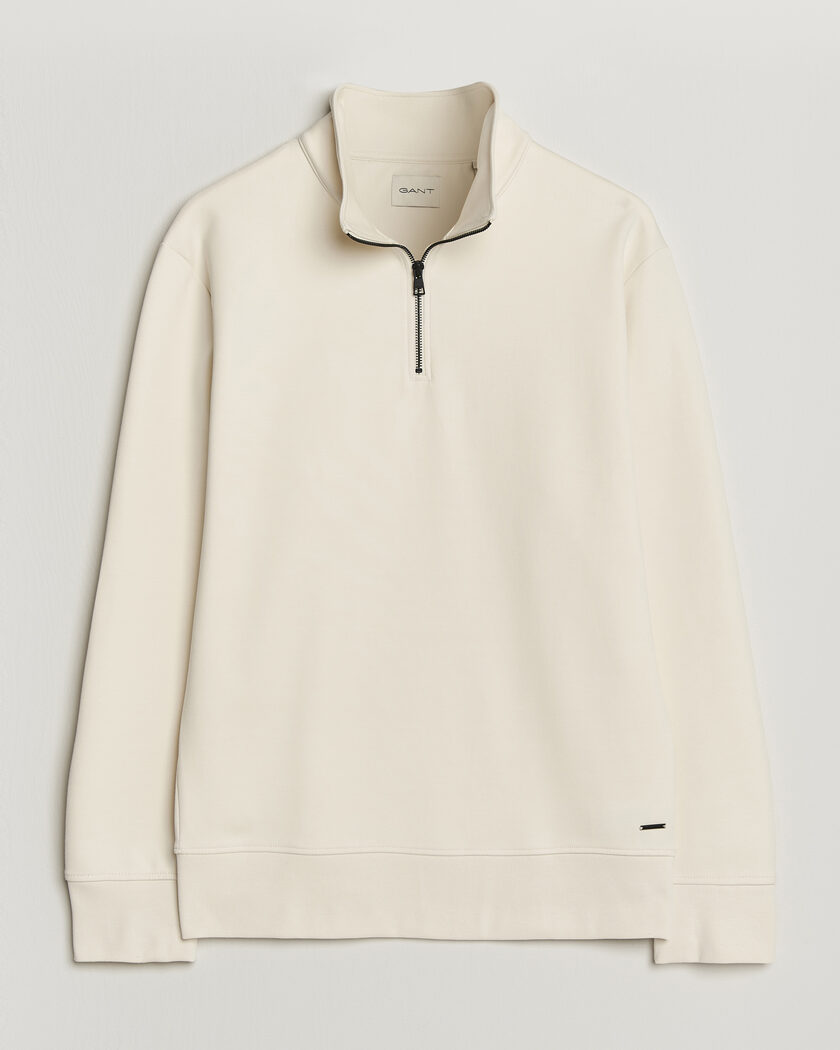 GANT Interlock Half Zip Creamed White – Wit