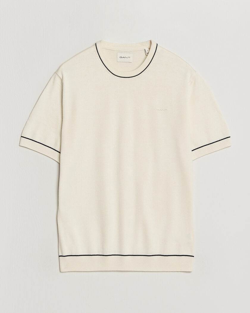 GANT Cotton/Model Knitted T-Shirt Cream – Wit
