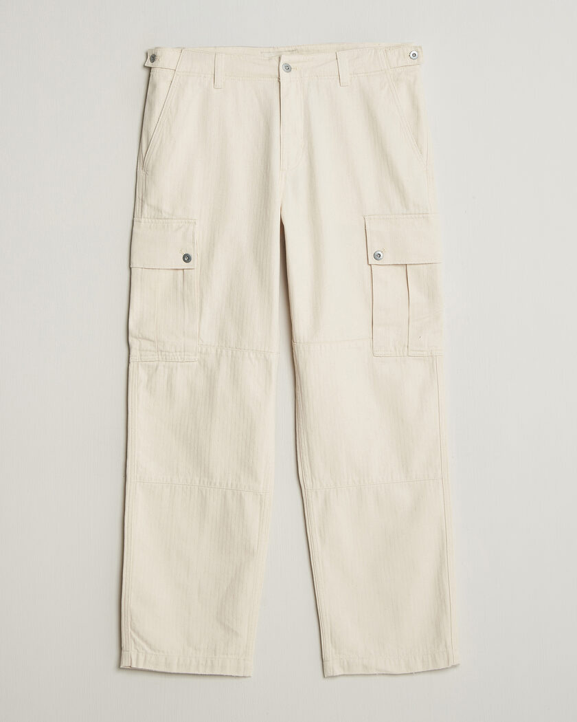 Gant Relaxed Fit Herringbone Cargo Pants Creamed White – Blanc