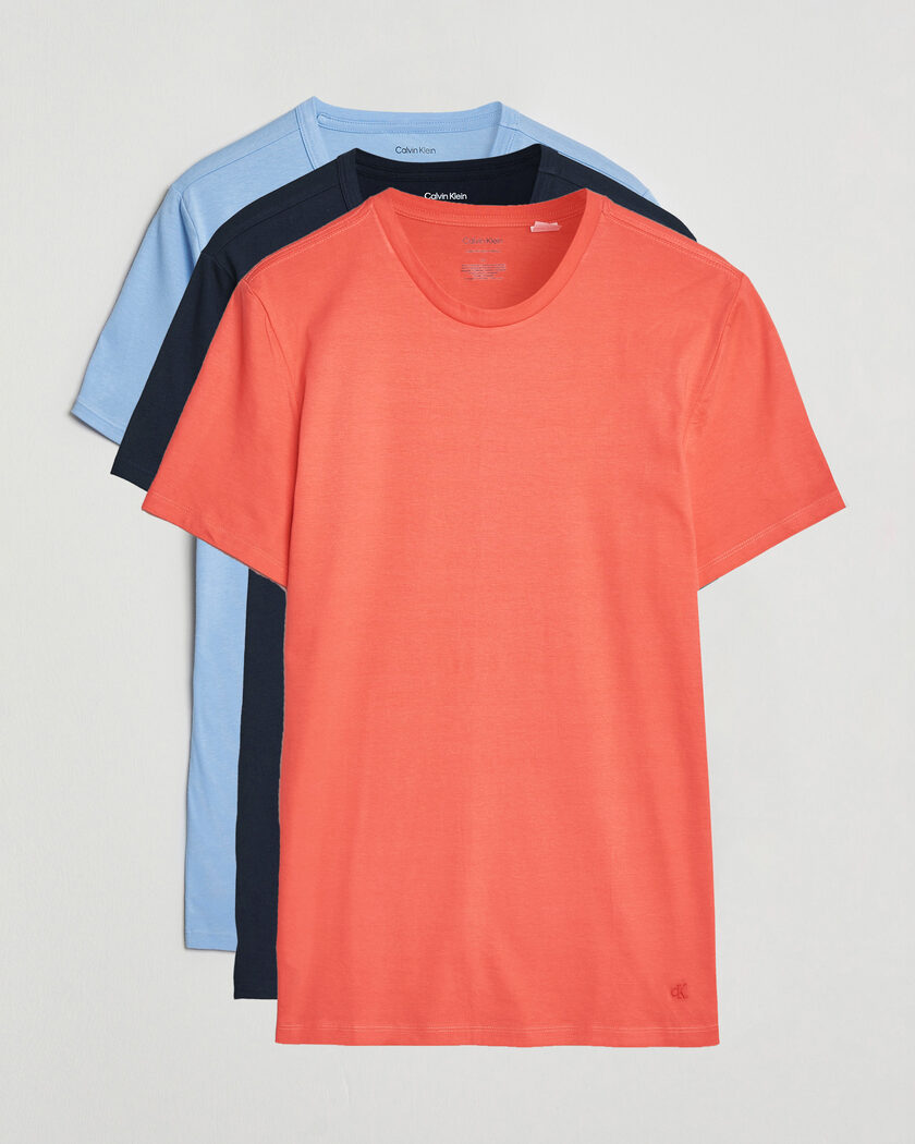 Calvin Klein 3-Pack Cotton Crew Neck T-Shirt Navy/Red/Blue – Multicolore