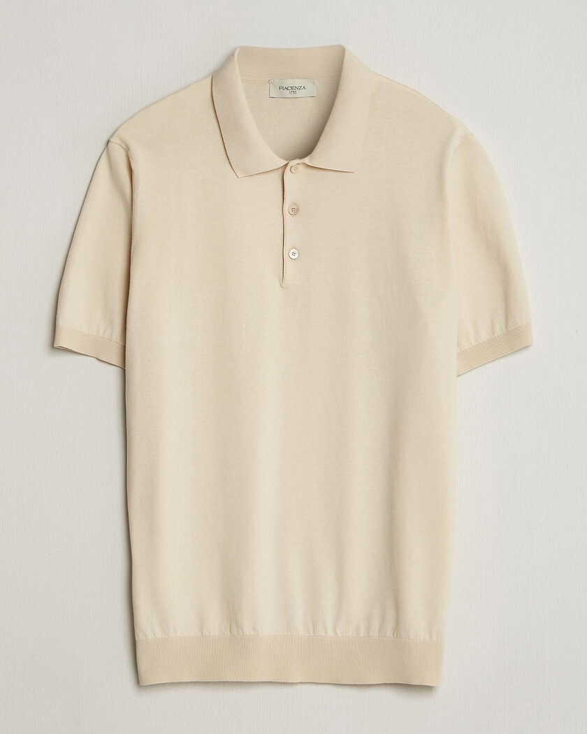 Piacenza Cashmere Short Sleeve Knitted Polo Off White – Blanc
