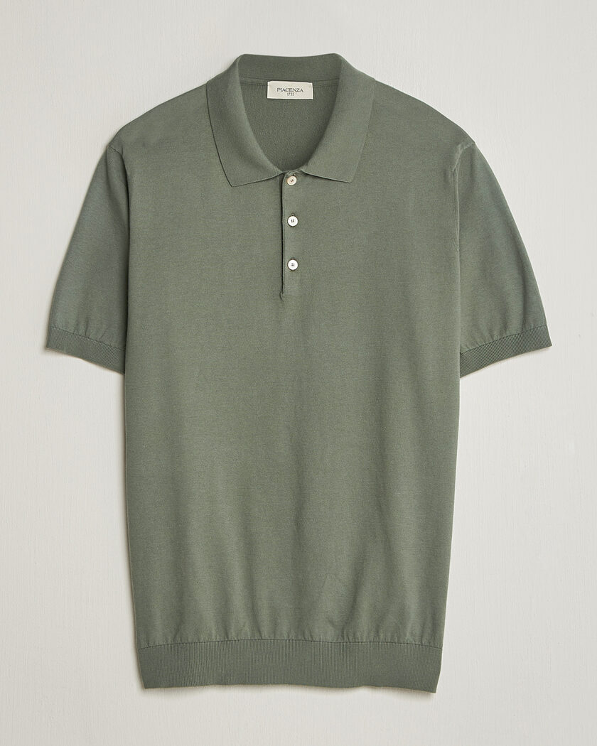 Piacenza Cashmere Short Sleeve Knitted Polo Sage – Vert