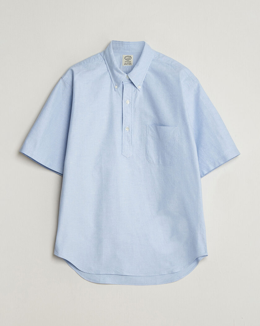 Kamakura Shirts Vintage Ivy Half Sleeve Oxford Popover Light Blue – Blauw
