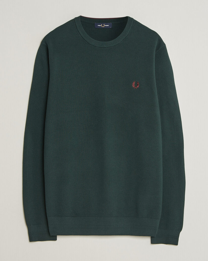 Fred Perry Piqué Stitched Sweater Grassroots Green – Groen