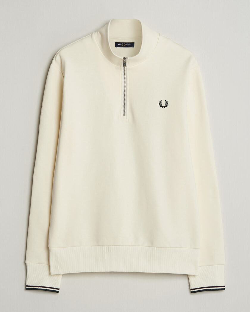 Fred Perry Half Zip Sweatshirt Ecru – Wit