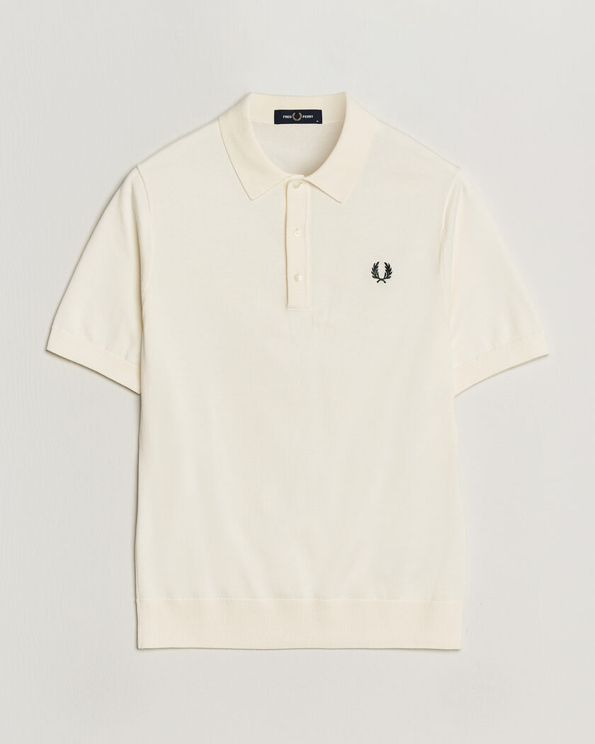 Fred Perry Cotton Knitted Polo Ecru – Blanc
