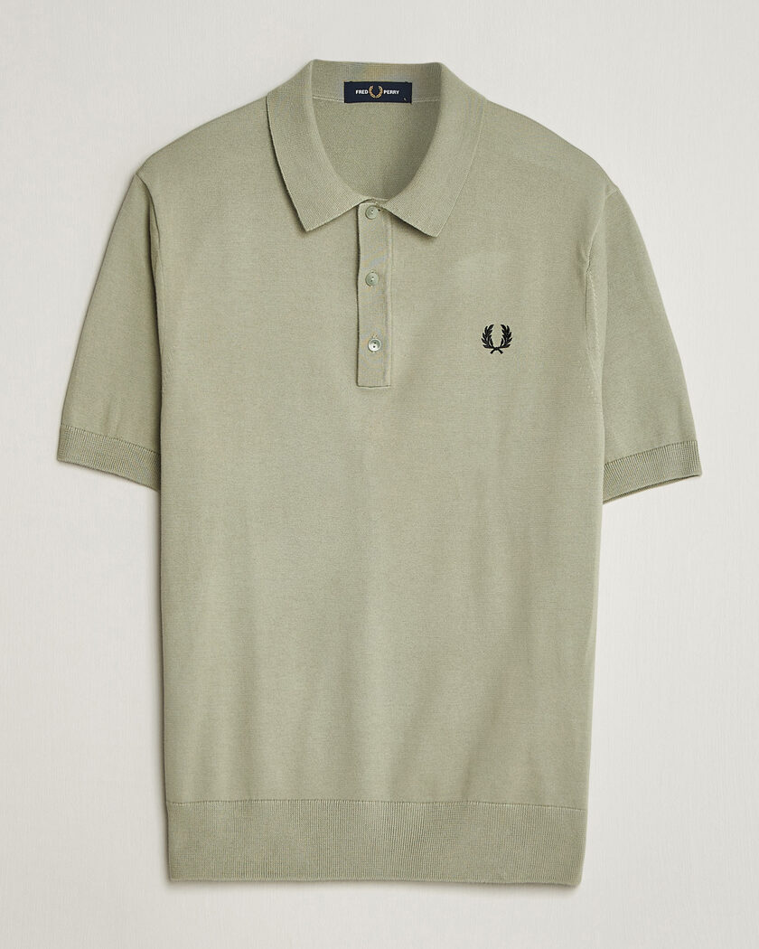 Fred Perry Cotton Knitted Polo Seagrass Green – Groen