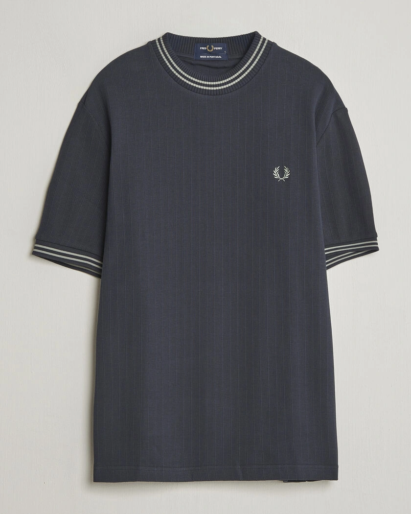 Fred Perry Rib Knitted T-Shirt Navy – Bleu