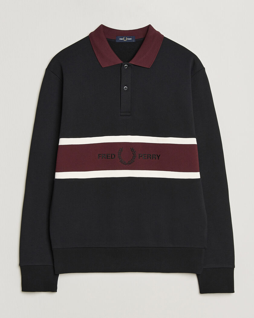 Fred Perry Embroidered Paneled Polo Sweater Black – Multicolore