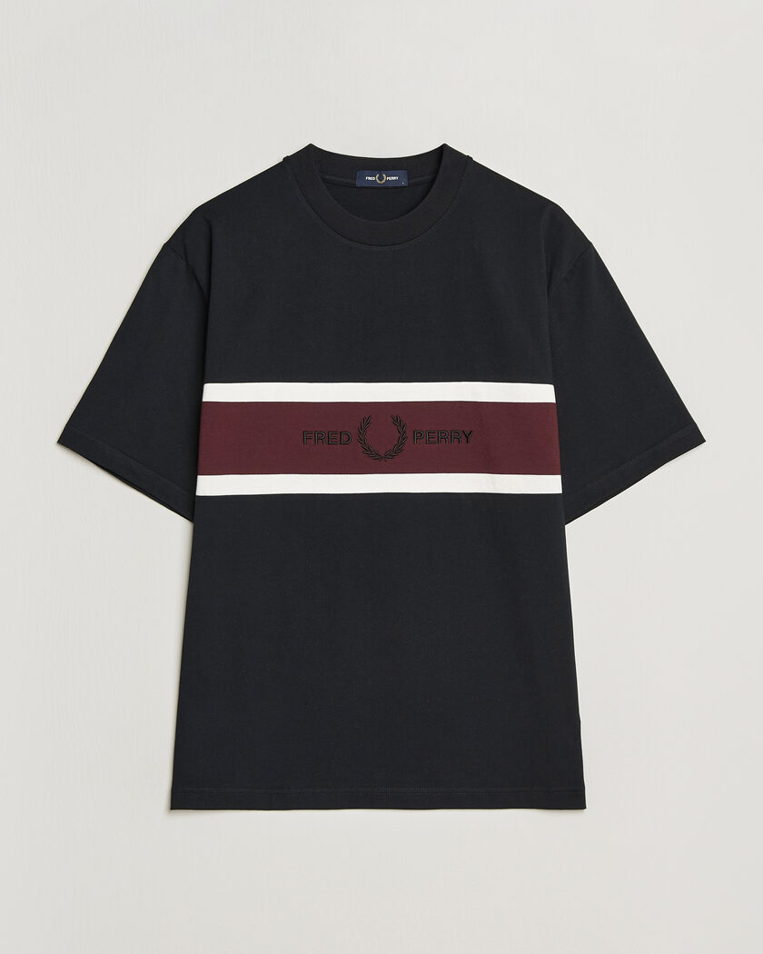 Fred Perry Embroidered Paneled T-Shirt Black – Zwart