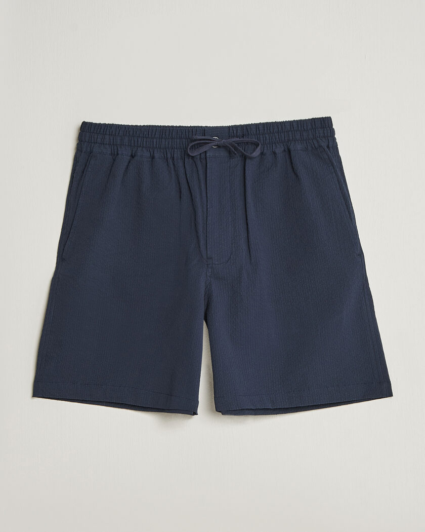Maison Kitsuné Seersucker Drawstring Shorts Navy – Bleu