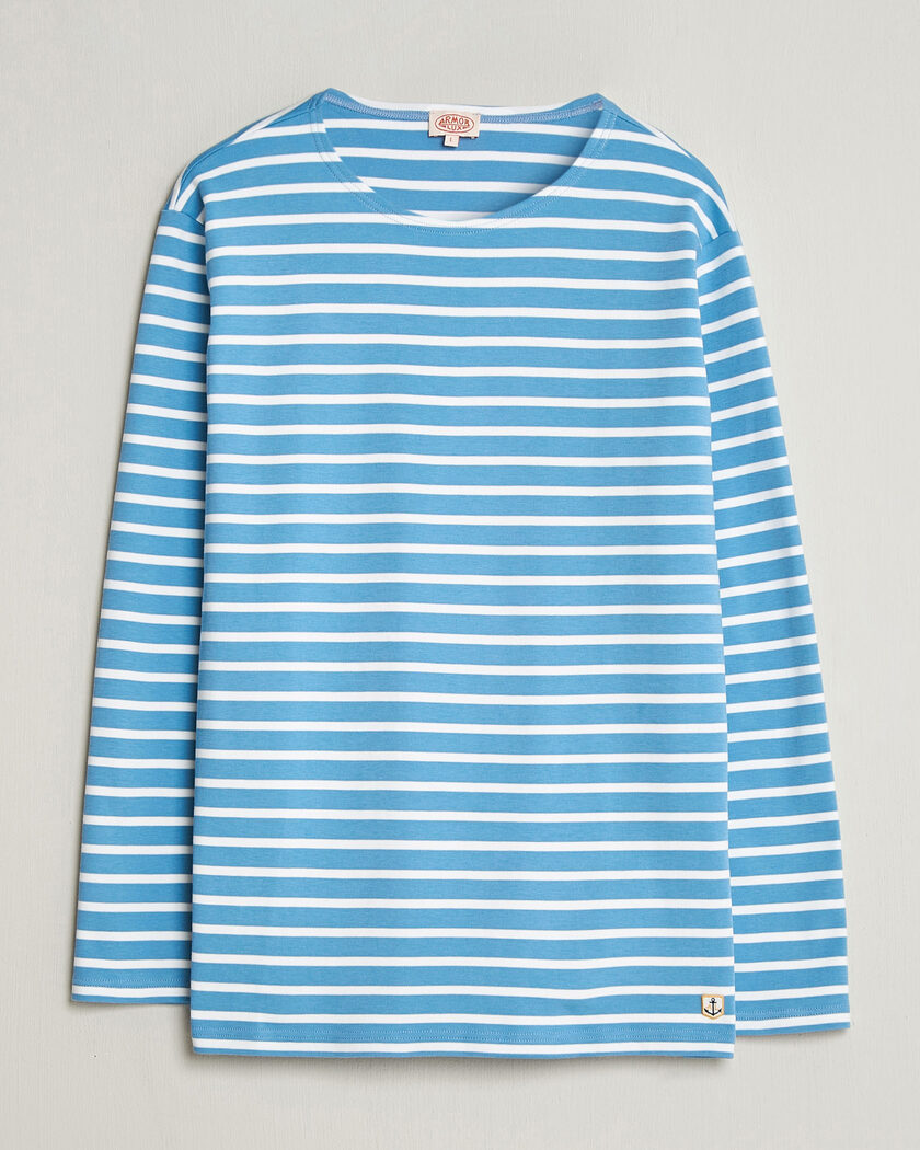 Armor-lux Houat Héritage Stripe Long Sleeve T-Shirt Waterfall/Blanc – Blauw