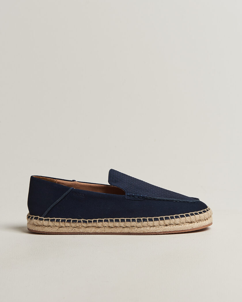 BOSS BLACK Madeira Suede Espadrilles Dark Blue – Blauw
