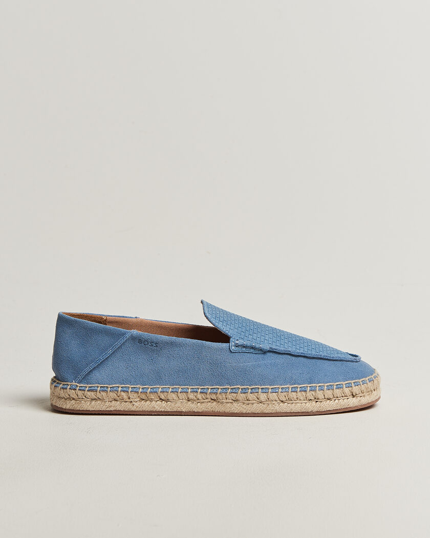 BOSS BLACK Madeira Suede Espadrilles Open Blue – Blauw