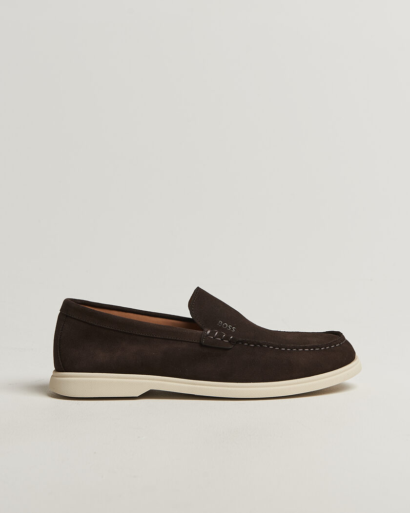 BOSS BLACK Sienne Suede Loafer Dark Brown – Marron