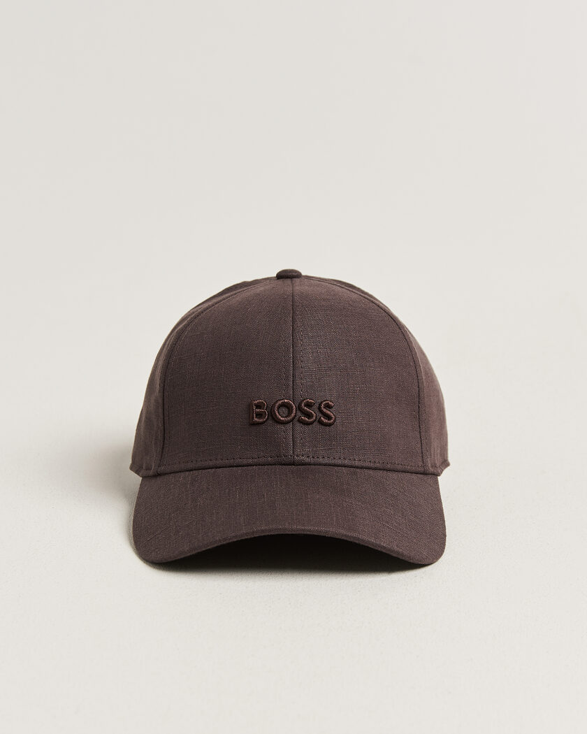 BOSS BLACK Zed Linen Cap Dark Brown – Marron