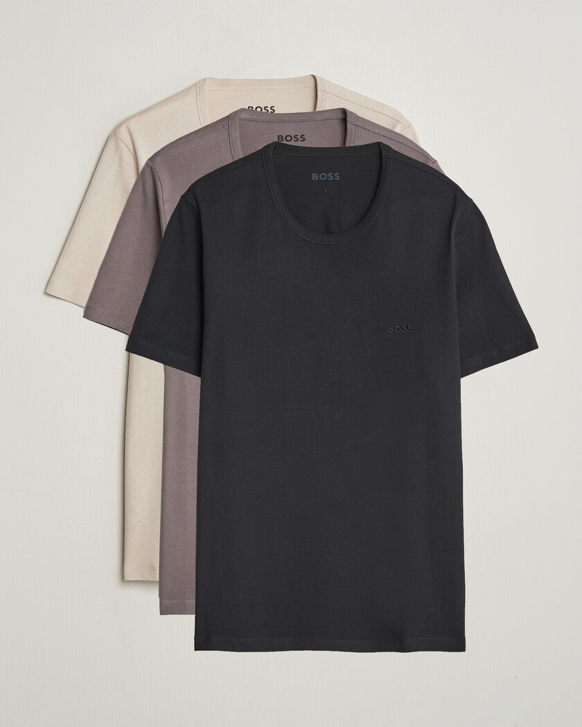 BOSS BLACK 3-Pack Crew Neck T-Shirt Grey/Beige/Black – Meerkleurig