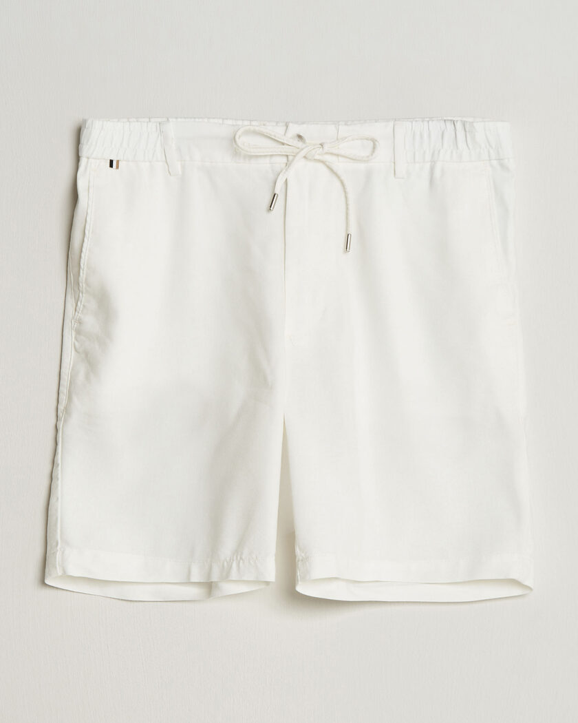 BOSS BLACK Kane Linen Drawstring Shorts White – Wit