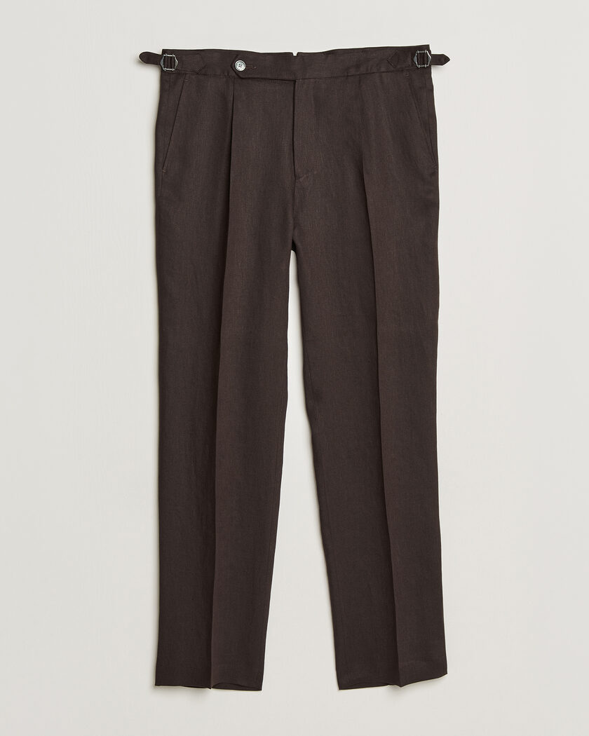 BOSS BLACK Perino Linen Suit Trousers Dark Brown – Marron