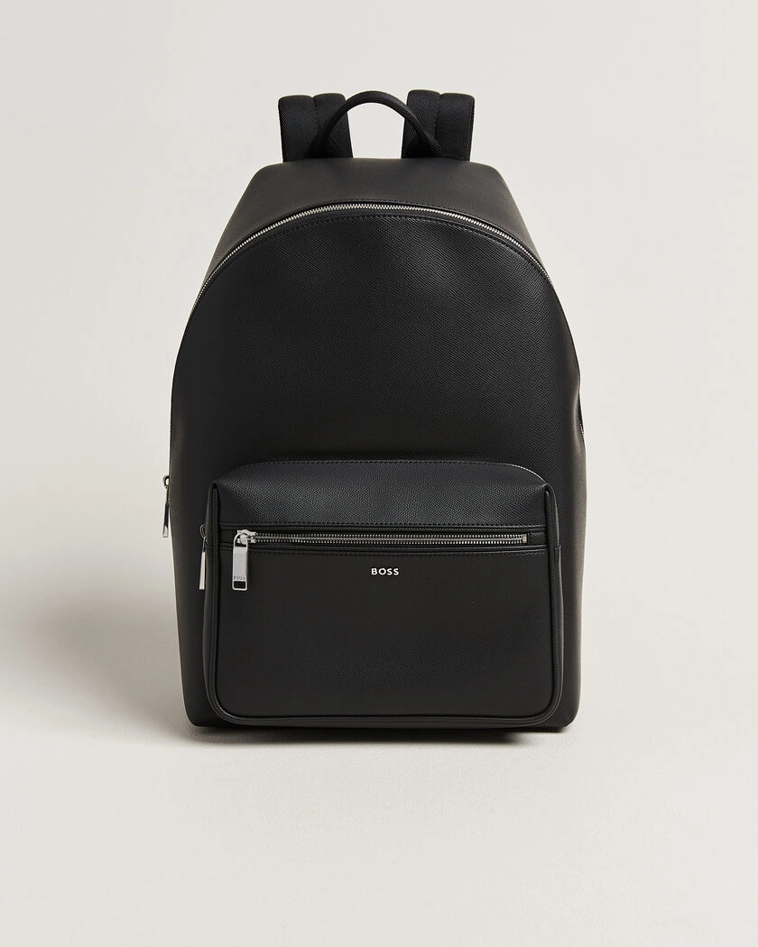 BOSS BLACK Daxter Leather Backpack Black – Noir