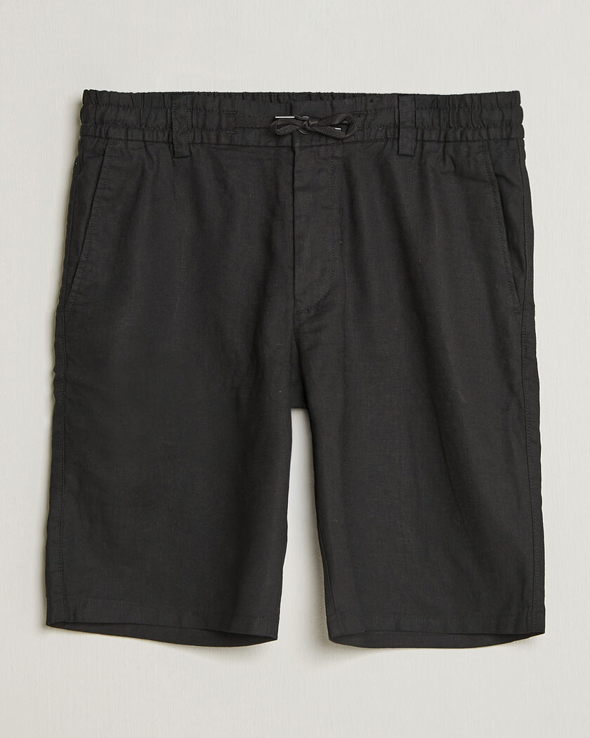 BOSS ORANGE Tapered Linen Drawstring Shorts Black – Noir