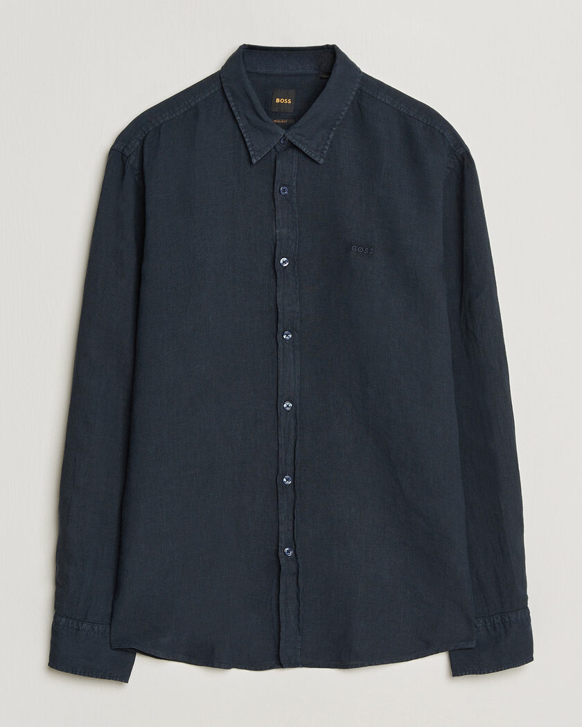BOSS ORANGE Relegant Linen Shirt Dark Blue – Blauw