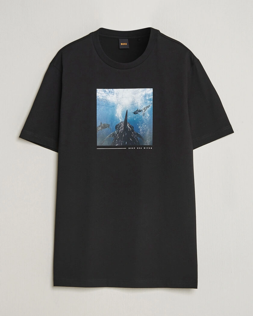 BOSS ORANGE Creature Printed Crew Neck T-Shirt Black – Noir