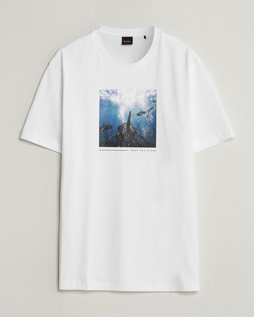 BOSS ORANGE Creature Printed Crew Neck T-Shirt Natural – Wit