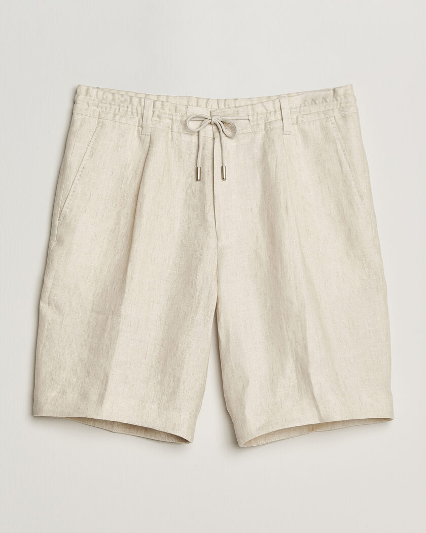 BOSS CAMEL Peet Linen Drawstring Shorts Open White – Blanc