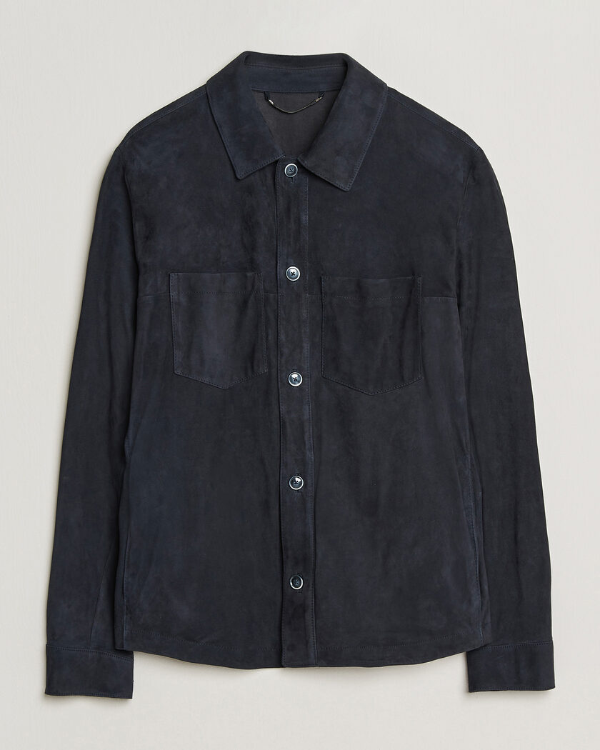 BOSS CAMEL Mando Suede Jacket Dark Blue – Bleu