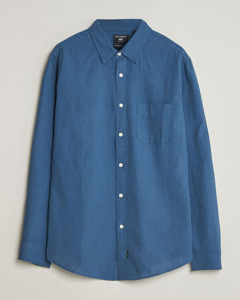 Dockers Slim Linen/Cotton Shirt Bering Sea – Bleu