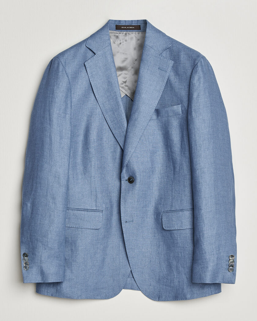Oscar Jacobson Ferry Soft Linen Blazer Light Blue – Blauw