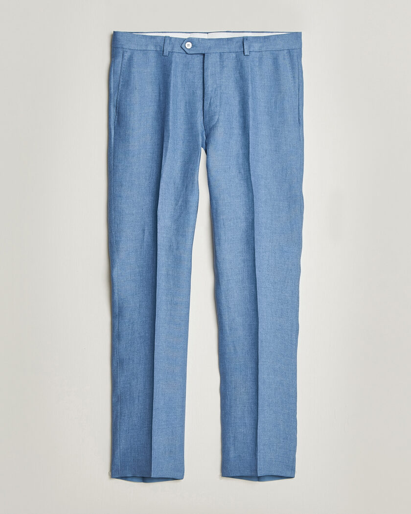 Oscar Jacobson Dandy Linen Trousers Light Blue – Bleu