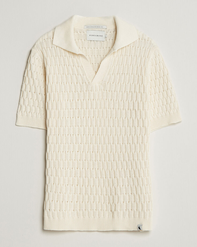 Peregrine Cove Knitted Cotton Polo Shirt White – Blanc