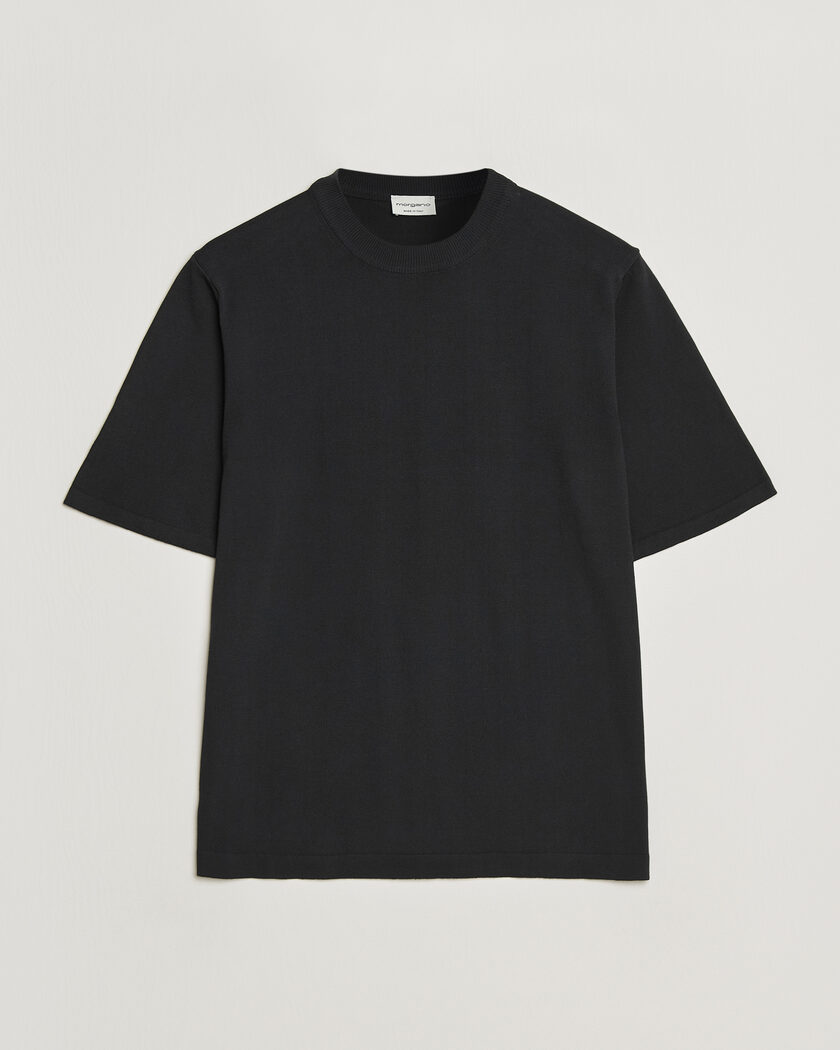 Morgano Knitted Cotton Crepe T-Shirt Black – Zwart