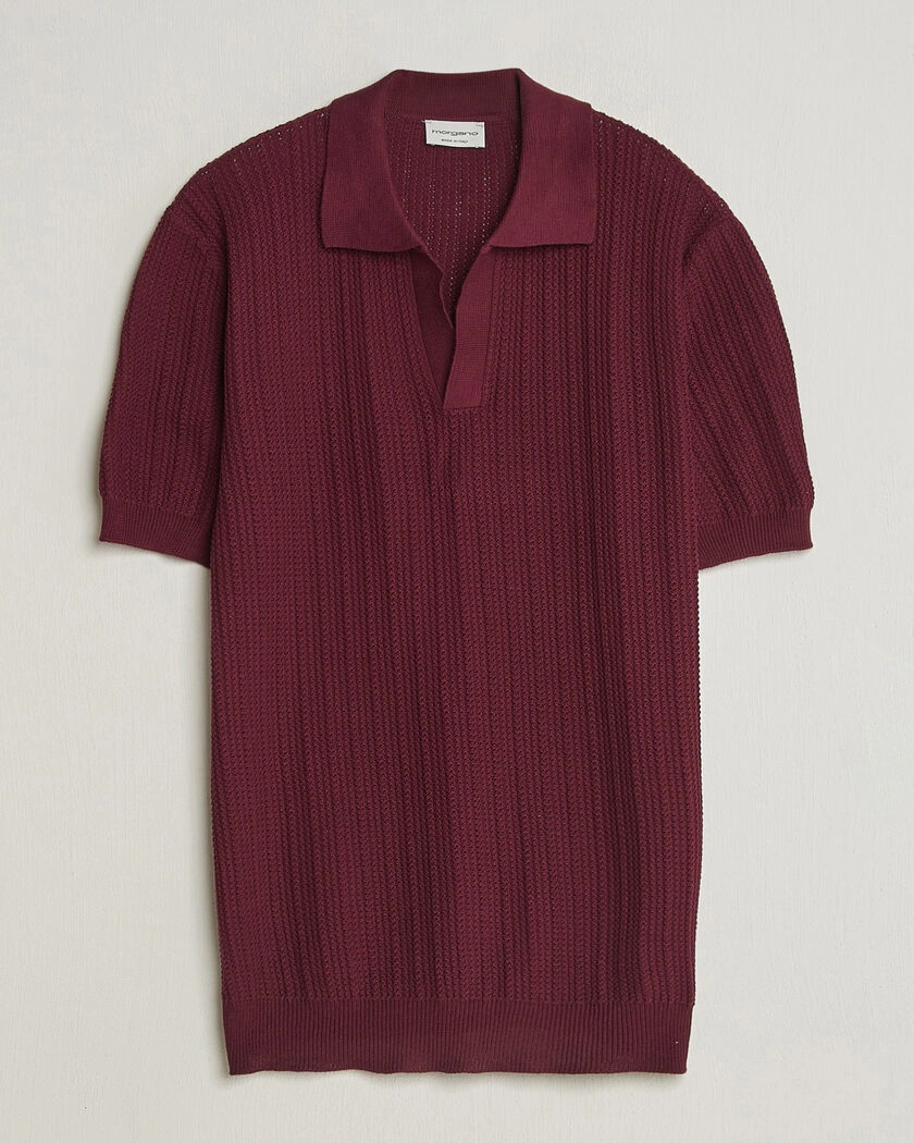 Morgano Structured Knitted Polo Burgundy – Rouge
