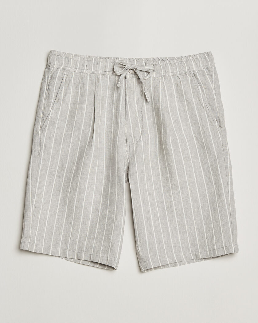 KnowledgeCotton Apparel Striped Loose Linen Shorts Grey – Grijs
