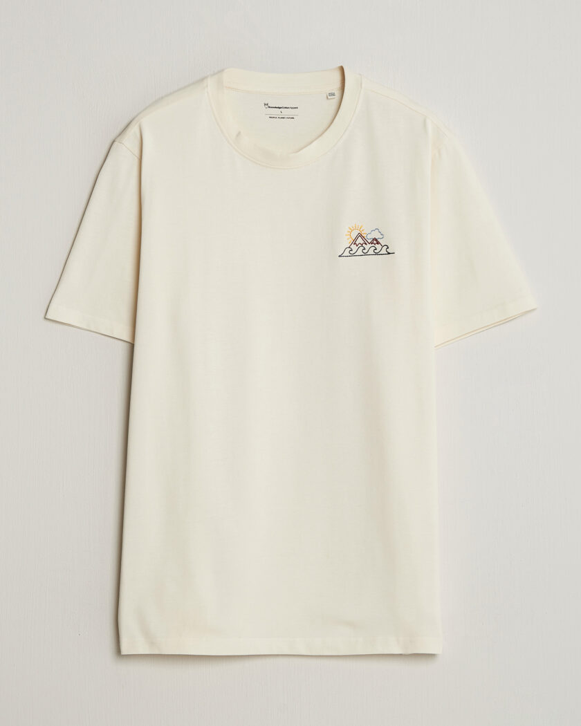 KnowledgeCotton Apparel Chest Print T-Shirt Egret – Wit