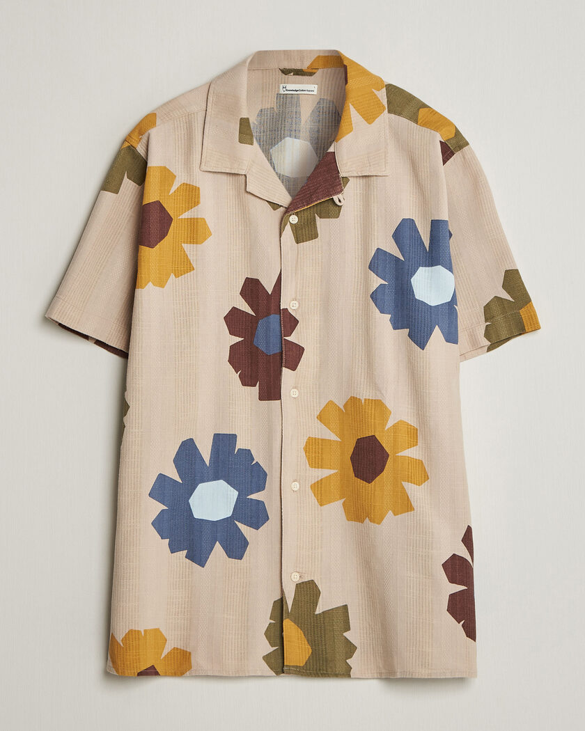 KnowledgeCotton Apparel Relaxed Printed Cotton Short Sleeve Shirt Multi – Meerkleurig