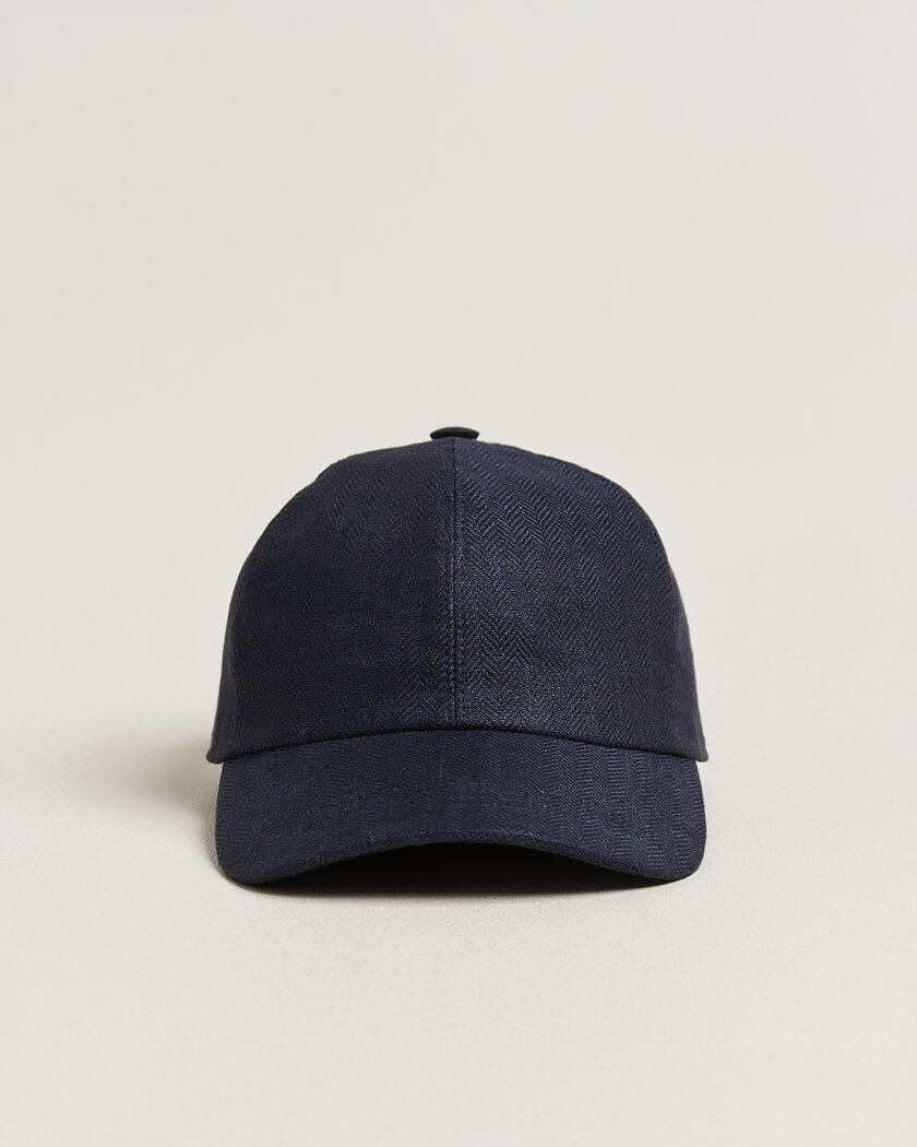 Wigéns Baseball Linen Herringbone Cap Navy – Blauw