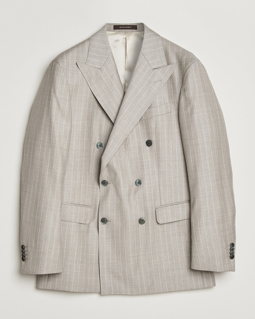 Oscar Jacobson Richard Striped Wool Blazer Beige – Beige