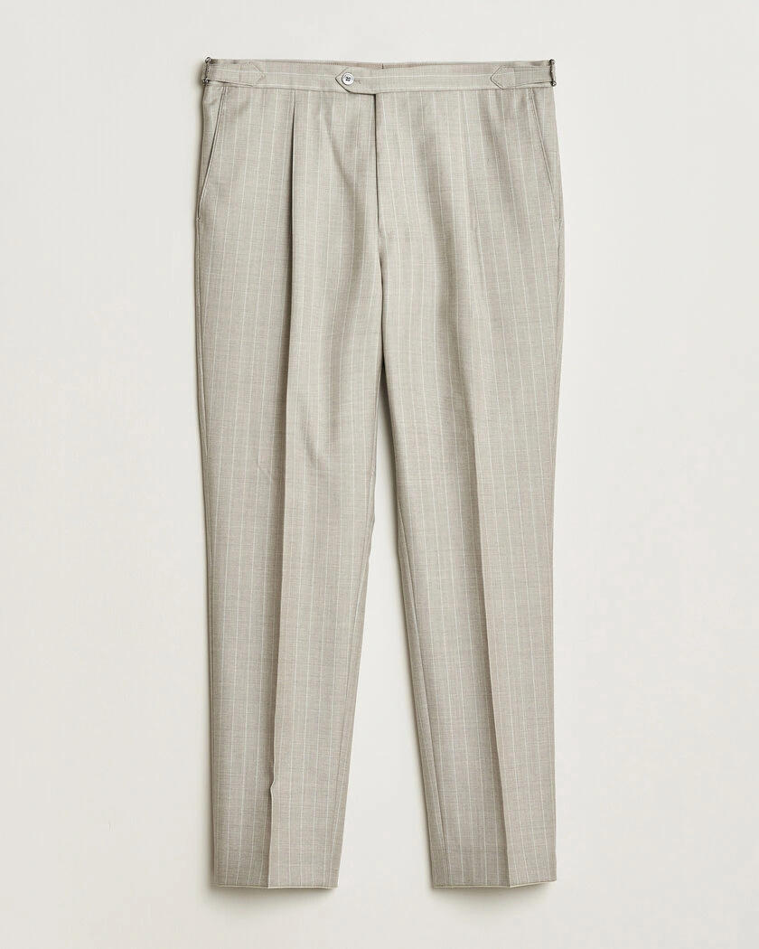 Oscar Jacobson Delon Striped Wool Trousers Beige – Beige