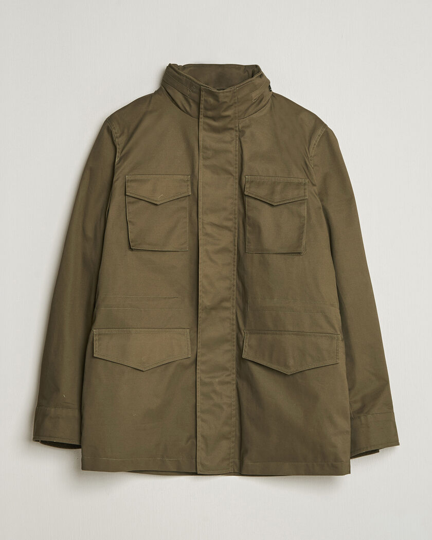 Oscar Jacobson M65 Coated Cotton Field Jacket Olive – Vert