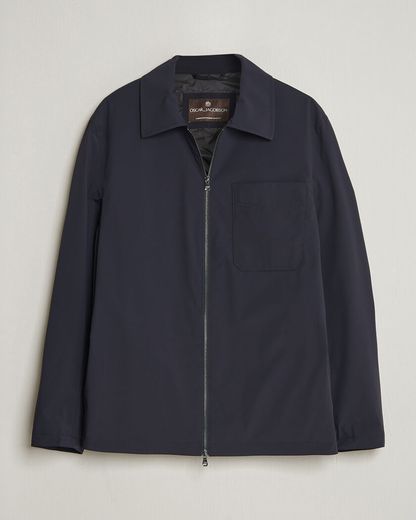 Oscar Jacobson Light Zipped Shirt Jacket Navy – Blauw